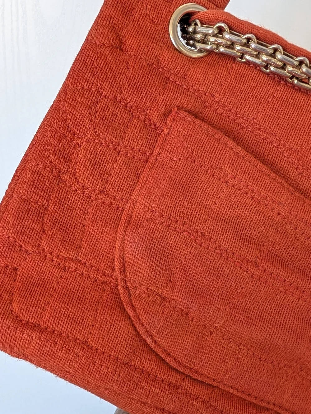 Chanel 2.55 Reissue Orange Jersey Crocodile Effect Stitching Small Double Flap.